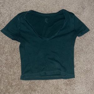 J.GALT/ Brandy Melville forest green v cut crop top one size